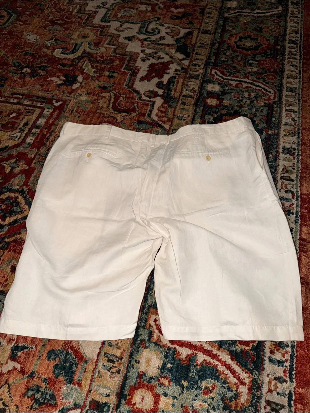 Polo by Ralph Lauren White Flat-Front Men's Shorts Linen